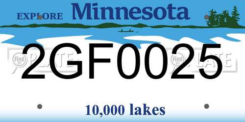 2GF0025 Minnesota License Plate