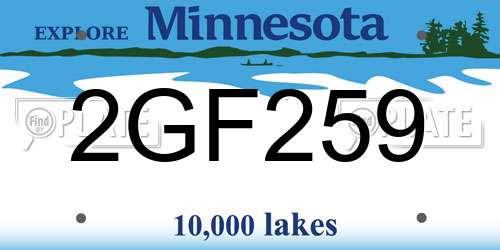 2GF259 Minnesota License Plate