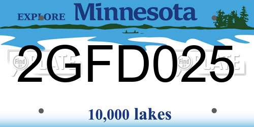 2GFD025 Minnesota License Plate