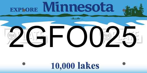 2GFO025 Minnesota License Plate