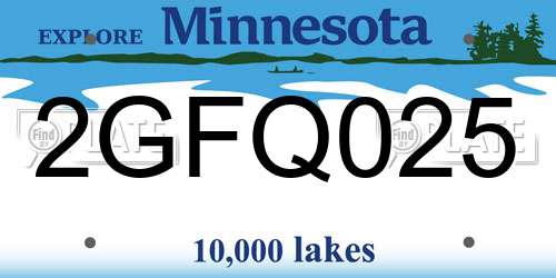 2GFQ025 Minnesota License Plate