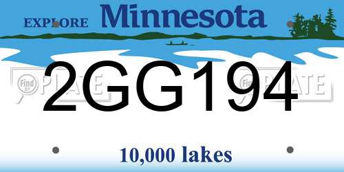2GG194 Minnesota License Plate
