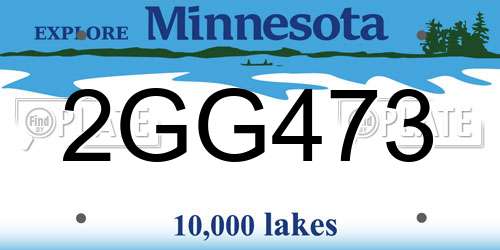 2GG473 Minnesota License Plate