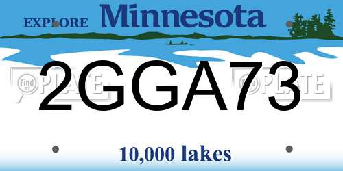 2GGA73 Minnesota License Plate