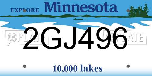 2GJ496 Minnesota License Plate