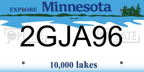 2GJA96 Minnesota License Plate