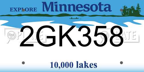 2GK358 Minnesota License Plate