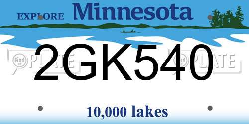 2GK540 Minnesota License Plate