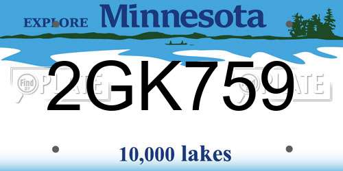 2GK759 Minnesota License Plate