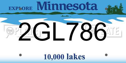 2GL786 Minnesota License Plate