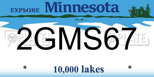 2GMS67 Minnesota License Plate