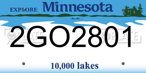 2GO2801 Minnesota License Plate