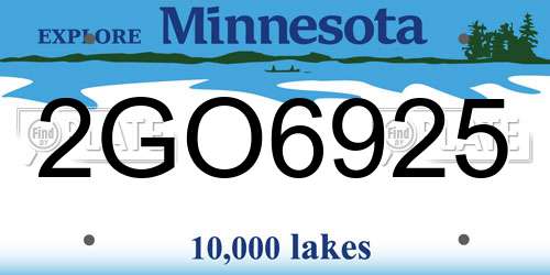 2GO6925 Minnesota License Plate
