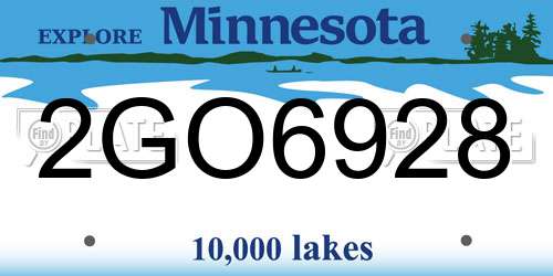 2GO6928 Minnesota License Plate