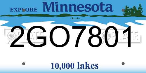 2GO7801 Minnesota License Plate