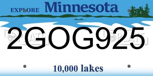 2GOG925 Minnesota License Plate