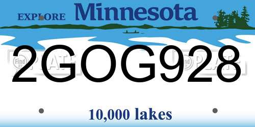 2GOG928 Minnesota License Plate