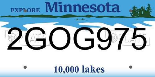 2GOG975 Minnesota License Plate