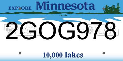 2GOG978 Minnesota License Plate