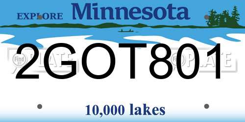 2GOT801 Minnesota License Plate