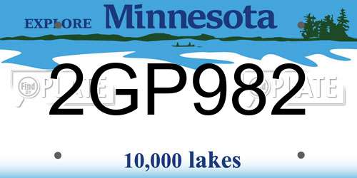 2GP982 Minnesota License Plate