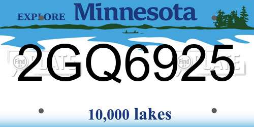2GQ6925 Minnesota License Plate