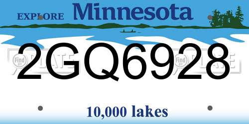 2GQ6928 Minnesota License Plate