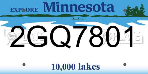 2GQ7801 Minnesota License Plate