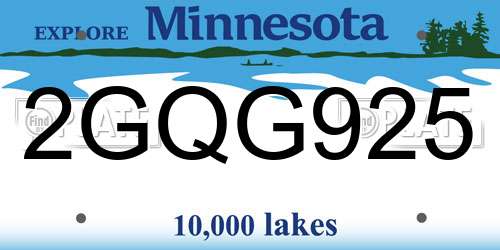 2GQG925 Minnesota License Plate