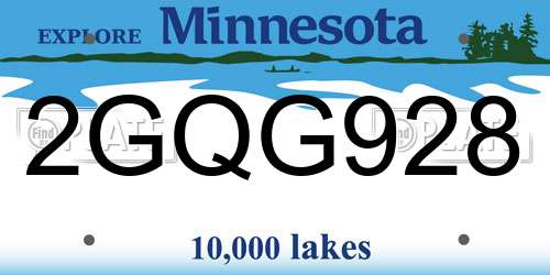 2GQG928 Minnesota License Plate