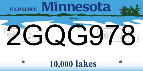 2GQG978 Minnesota License Plate