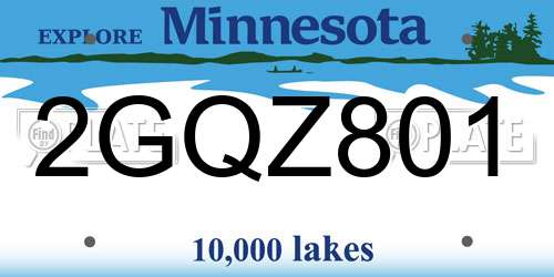 2GQZ801 Minnesota License Plate