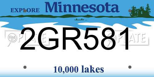 2GR581 Minnesota License Plate