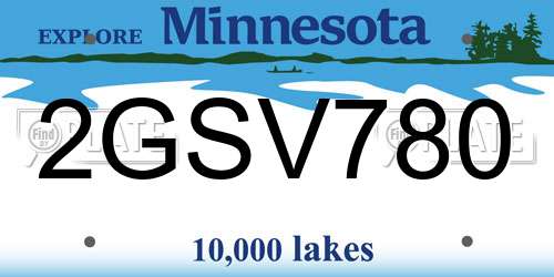 2GSV780 Minnesota License Plate