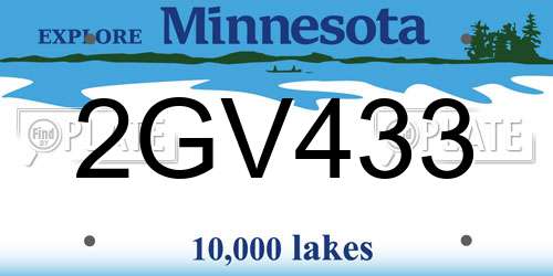 2GV433 Minnesota License Plate