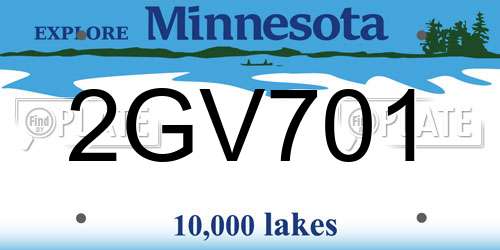 2GV701 Minnesota License Plate