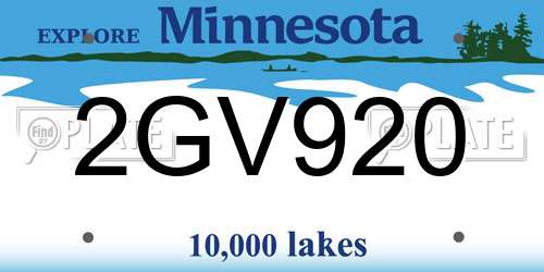2GV920 Minnesota License Plate