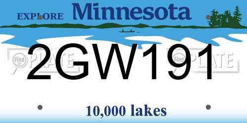 2GW191 Minnesota License Plate