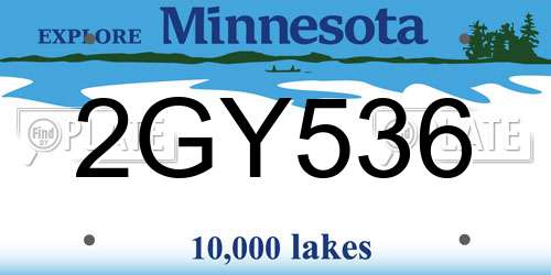 2GY536 Minnesota License Plate