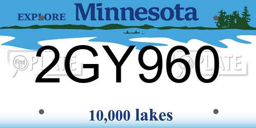 2GY960 Minnesota License Plate