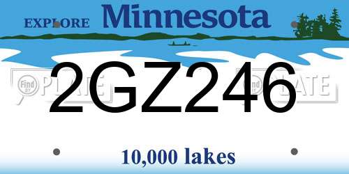 2GZ246 Minnesota License Plate