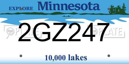 2GZ247 Minnesota License Plate
