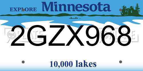 2GZX968 Minnesota License Plate