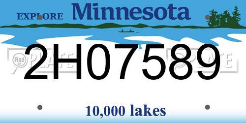 2H07589 Minnesota License Plate