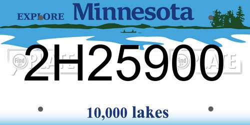 2H25900 Minnesota License Plate