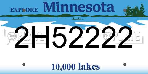 2H52222 Minnesota License Plate