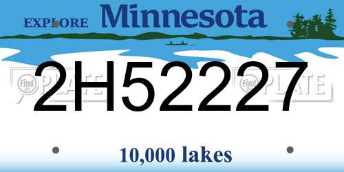 2H52227 Minnesota License Plate