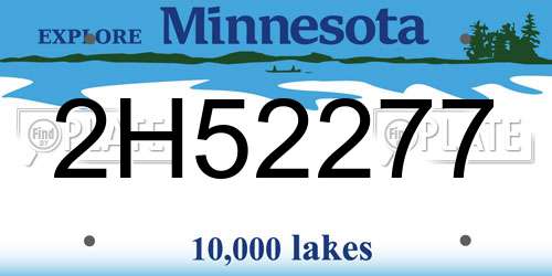 2H52277 Minnesota License Plate
