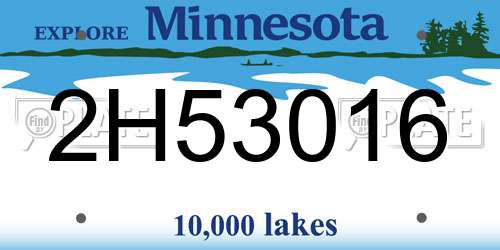 2H53016 Minnesota License Plate