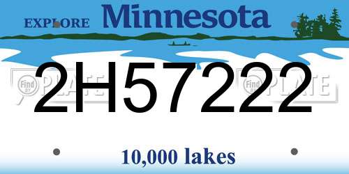 2H57222 Minnesota License Plate